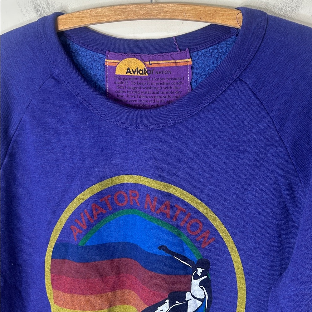 AVIATOR NATION Signature Logo Crew Neck Sweatshirt Purple Venice, CA Size Large - Picture 13 of 16